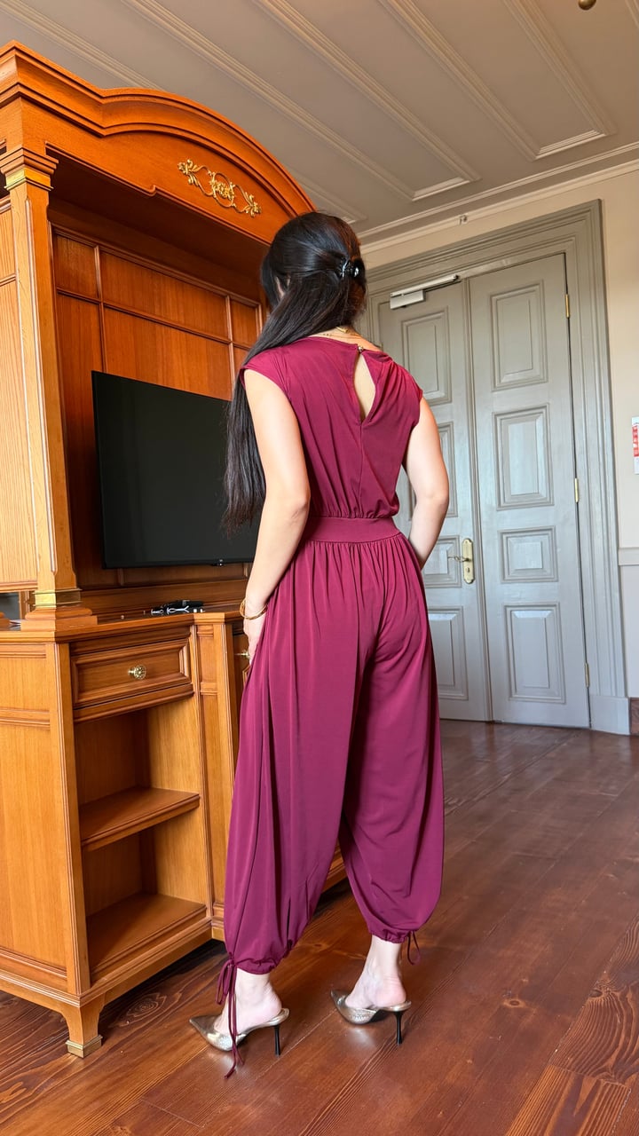 Dane Bordo Paça Bağcıklı Tulum