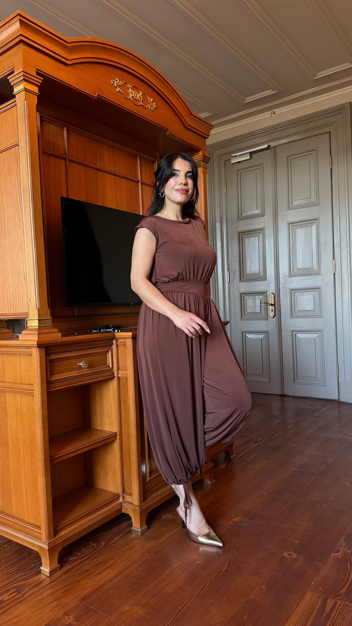 Dane Kahverengi Paça Bağcıklı Tulum
