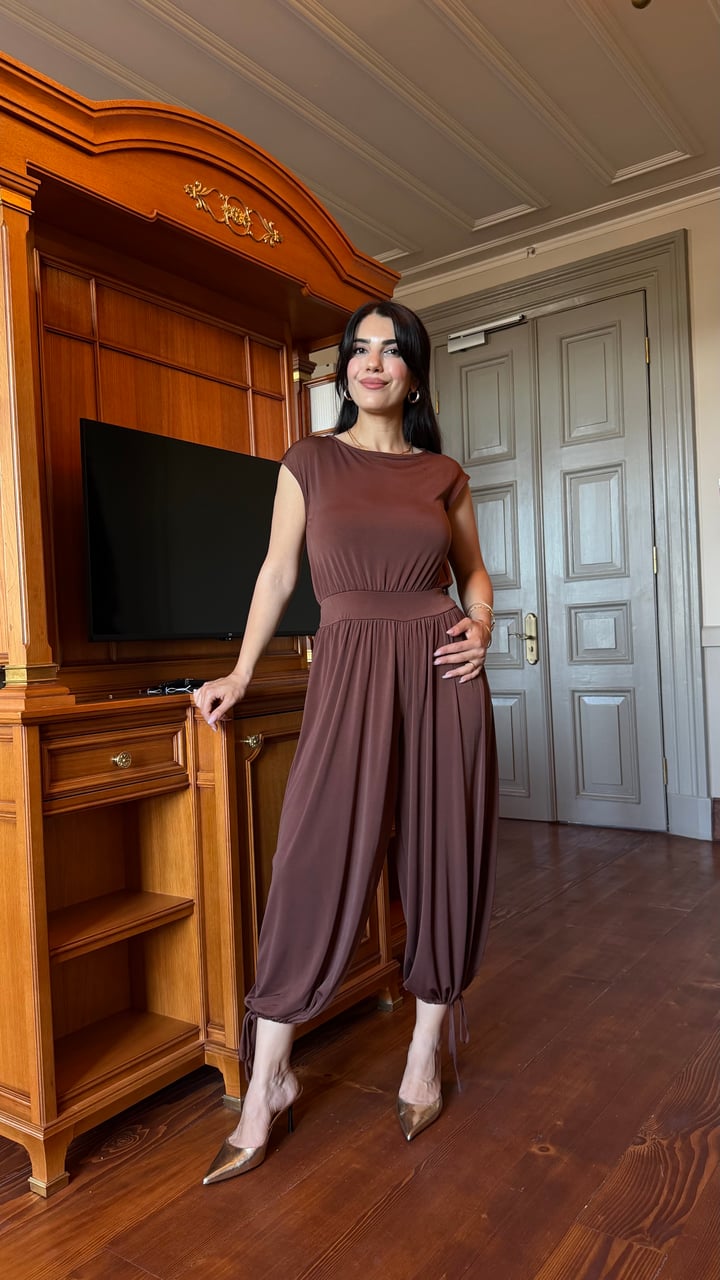 Dane Kahverengi Paça Bağcıklı Tulum