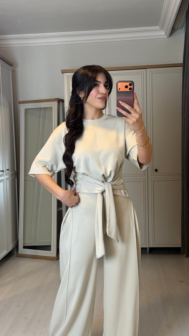 Dery Premium Bej Önü Bağlamalı  Modal İkili Takım