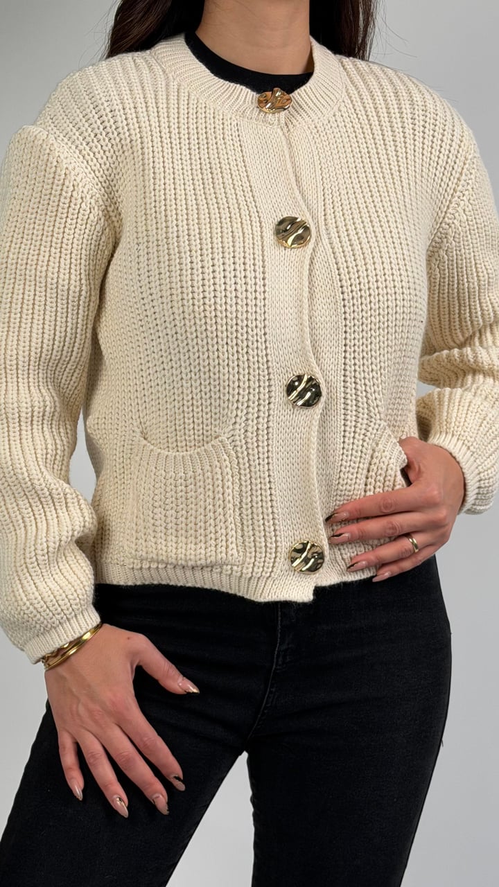 Duci Bej Gold Düğmeli Pinterest Hırka