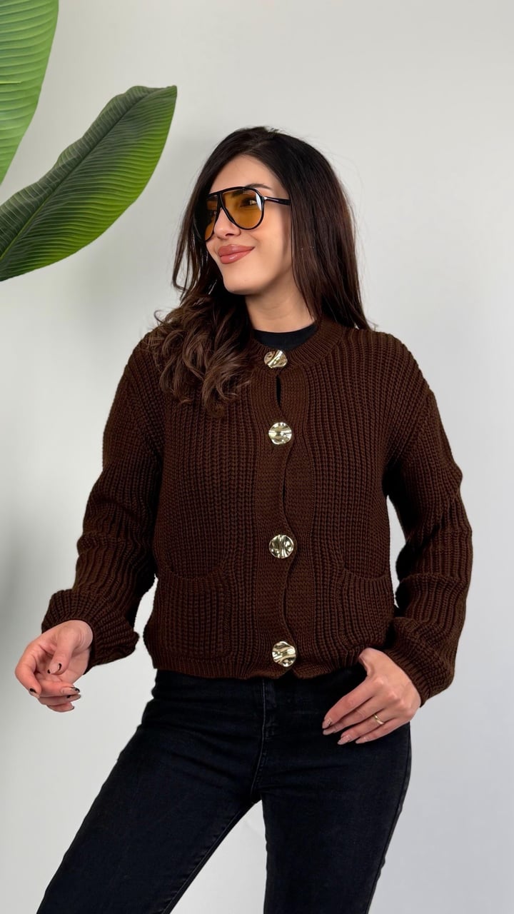 Duci Kahverengi Gold Düğmeli Pinterest Hırka