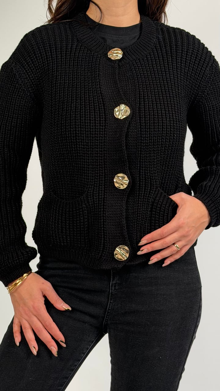 Duci Siyah Gold Düğmeli Pinterest Hırka
