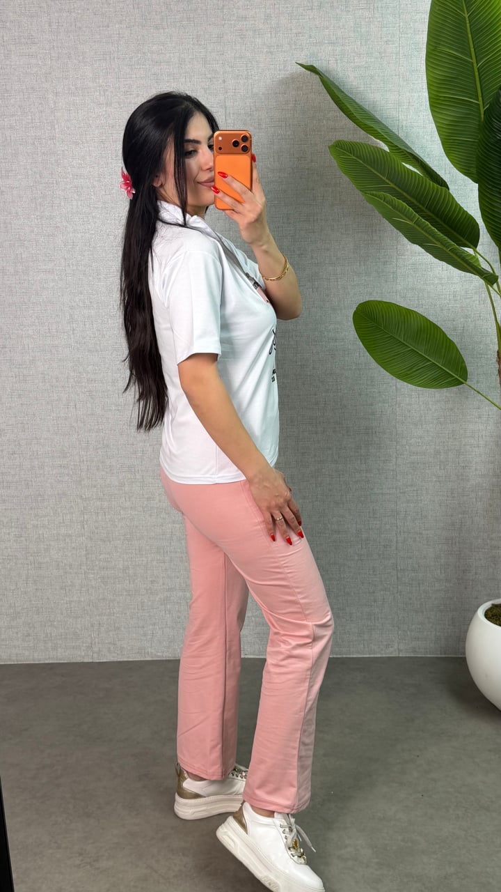 Elise Pembe Baskılı İkili Takım