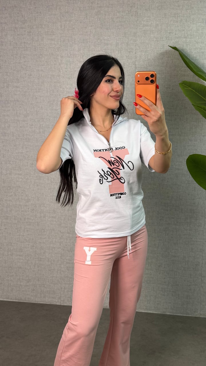 Elise Pembe Baskılı İkili Takım