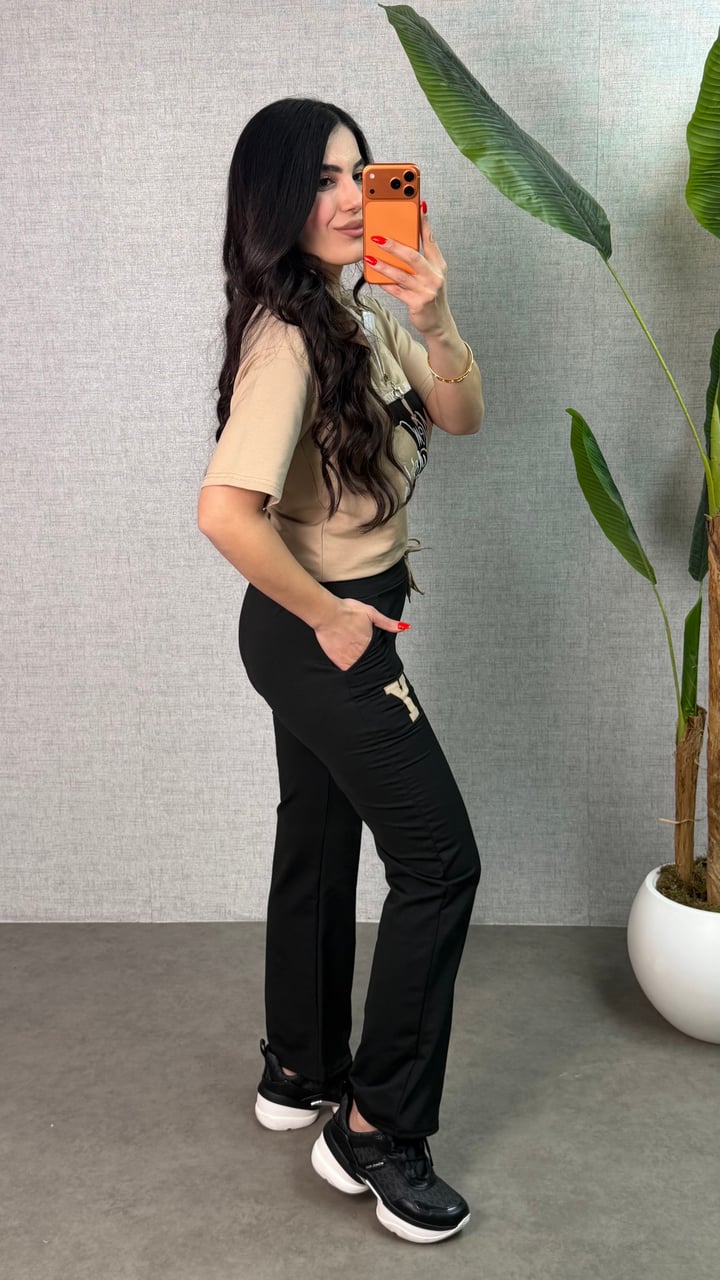 Elise Siyah Baskılı İkili Takım