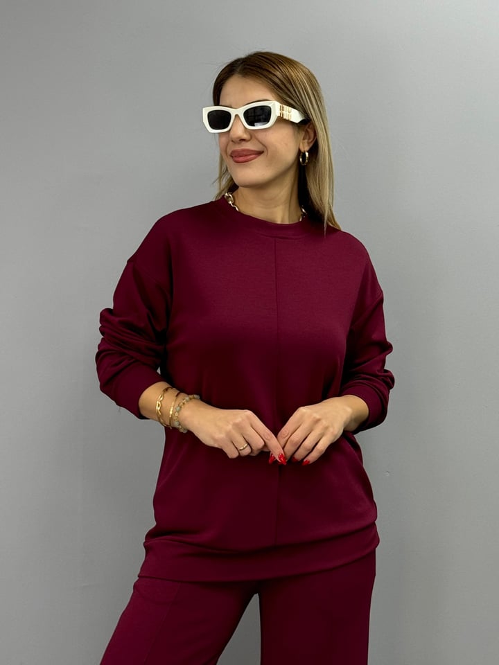 Flor Bordo Modal Kumaş İkili Takım