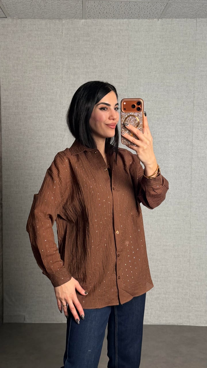 Freja Kahverengi Taşlı Gömlek