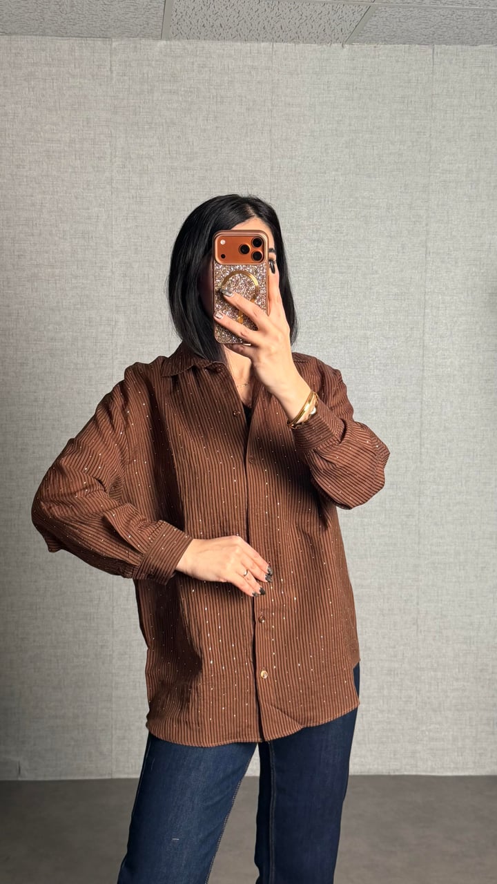 Freja Kahverengi Taşlı Gömlek