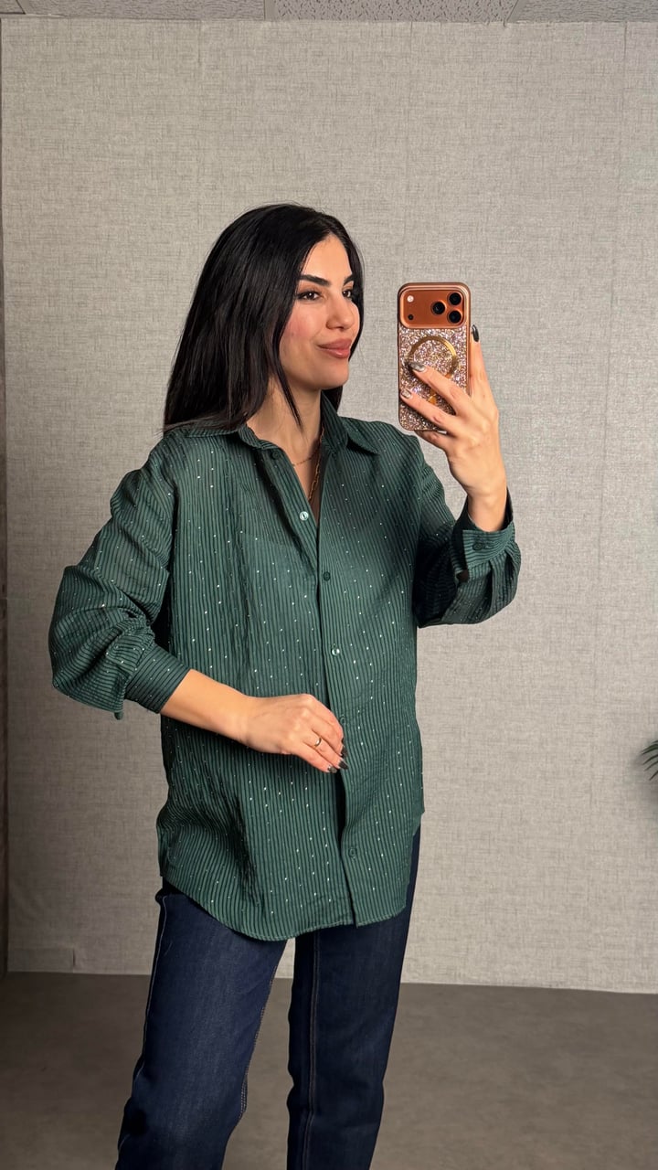 Freja Yeşil Taşlı Gömlek