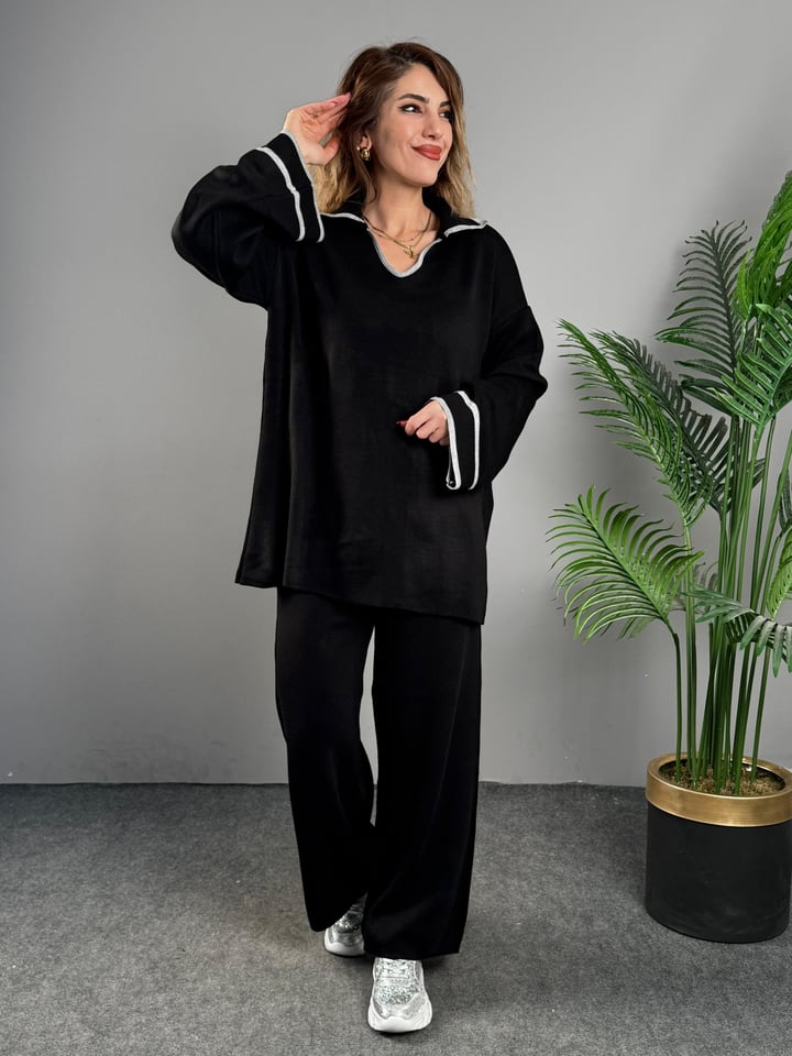 Gilda Siyah Şeritli Salaş İkili Takım
