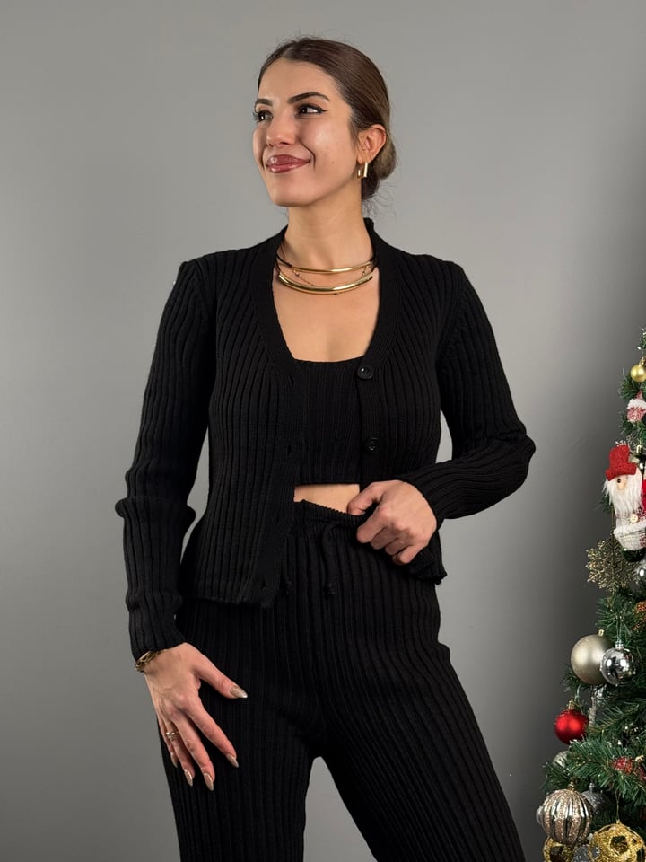 Gisel Siyah Üçlü Triko Takım