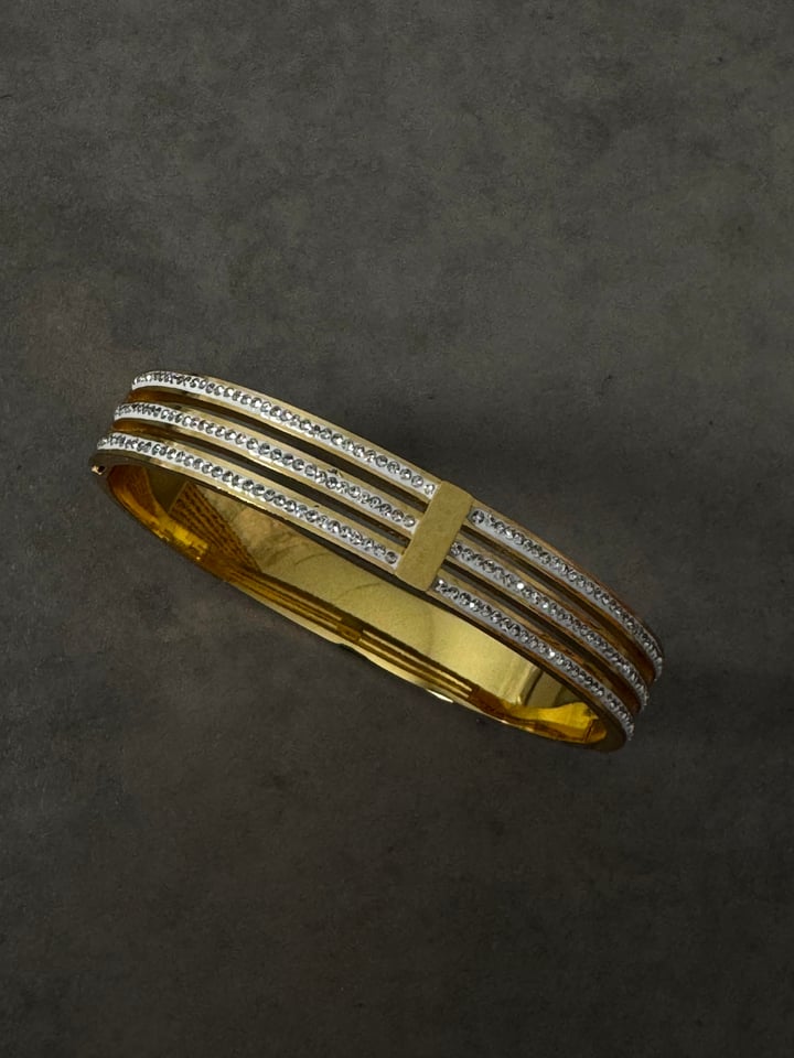 Gold Taşlı Kelepçe Bilezik