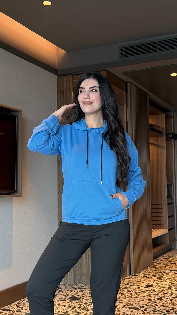 Haven Mavi Kapüşonlu İkili Takım