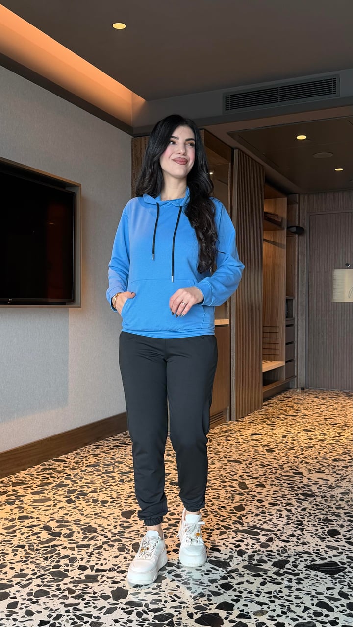 Haven Mavi Kapüşonlu İkili Takım