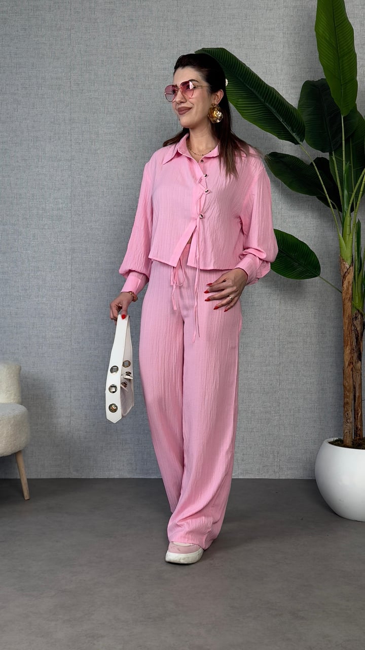 Hion Pembe Müslin İkili Takım