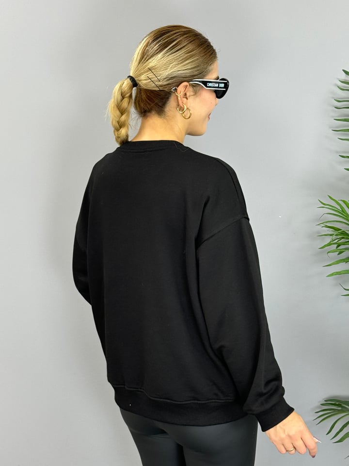 Hone Siyah Kurdeleli SweatShirt