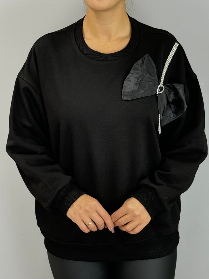 Hone Siyah Kurdeleli SweatShirt