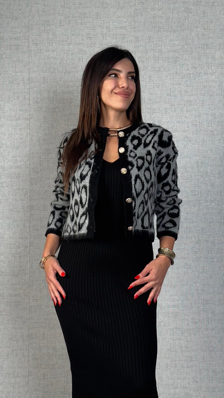 İrina Siyah Ceket Elbise  İkili Triko Takım
