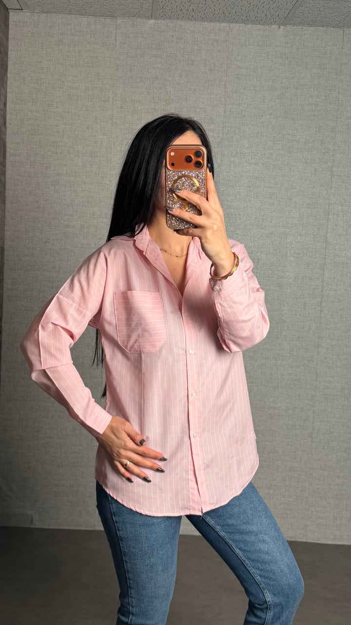 Janis Pembe Çizgili Gömlek