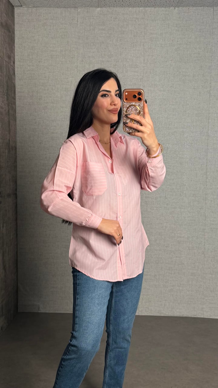 Janis Pembe Çizgili Gömlek