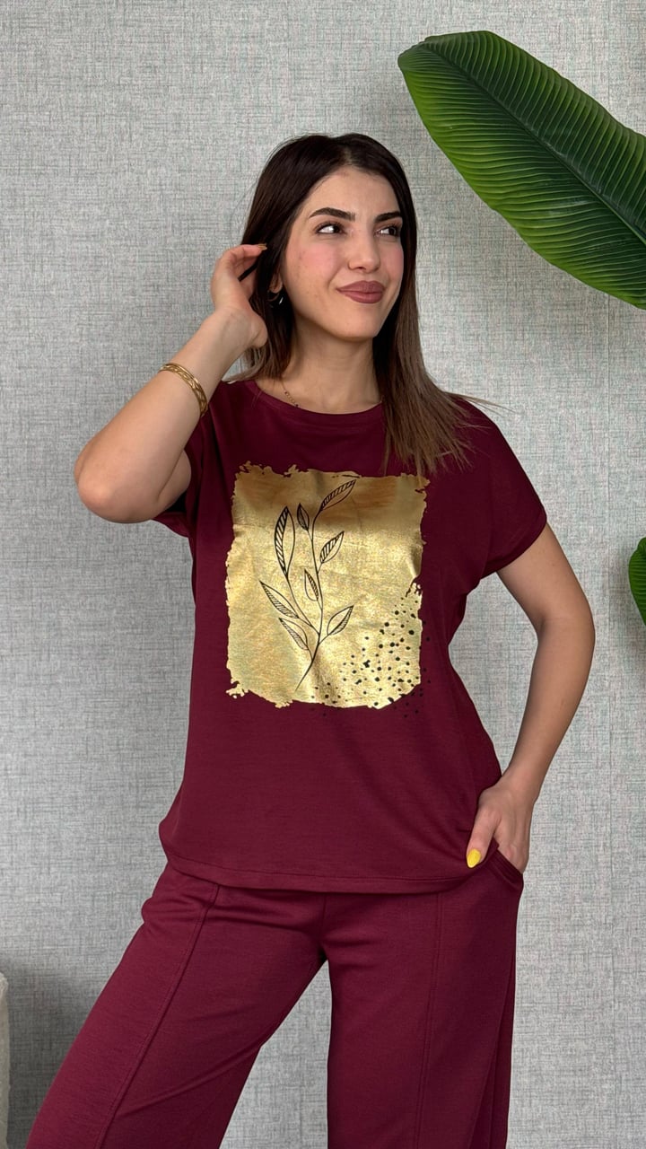 Juno Bordo Gold Varaklı İkili Takım