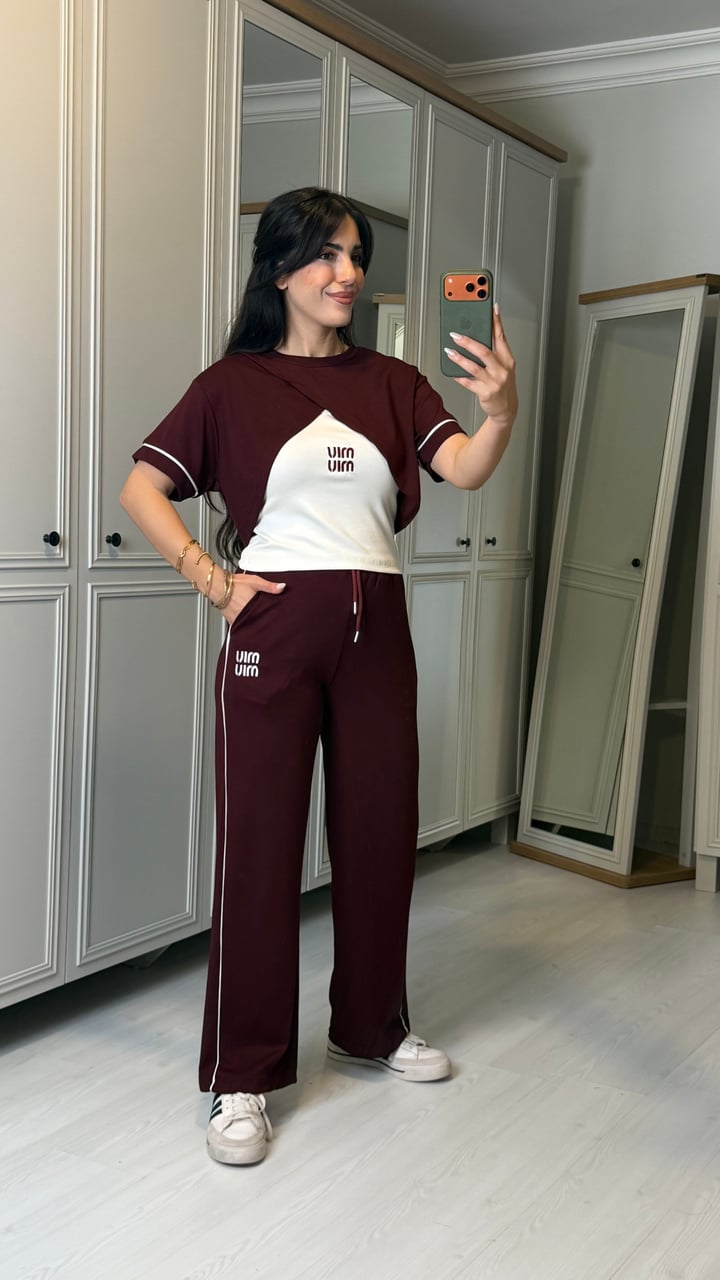 Lana  Premium Bordo Atletli Üçlü Takım