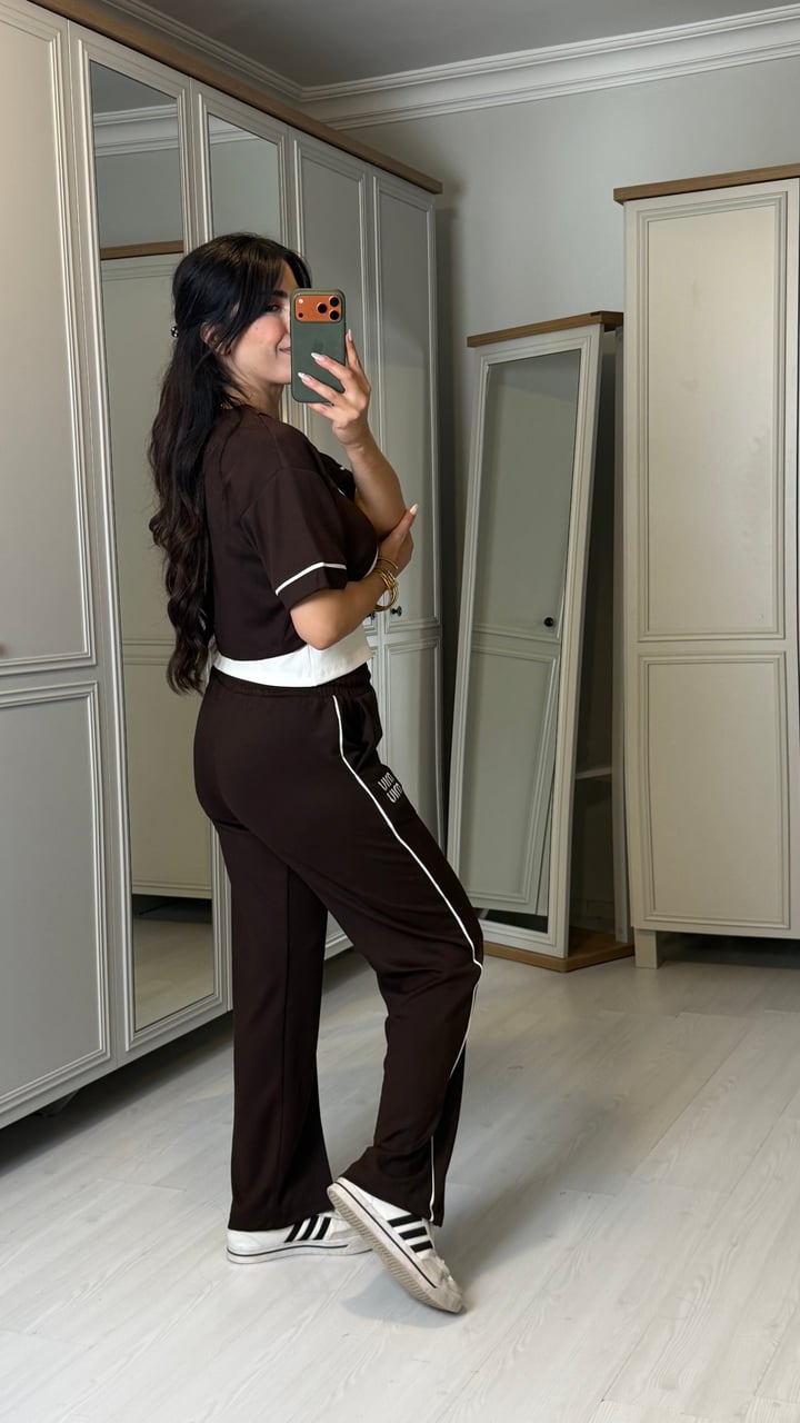 Lana Premium Kahverengi Atletli Üçlü Takım
