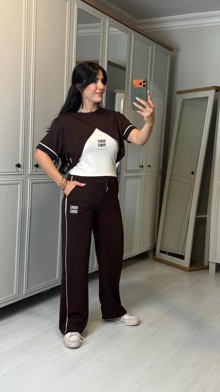 Lana Premium Kahverengi Atletli Üçlü Takım