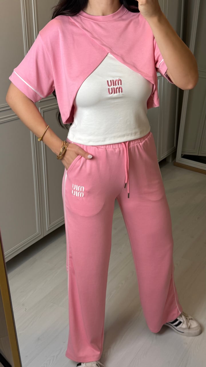 Lana Premium Pembe Atletli Üçlü Takım