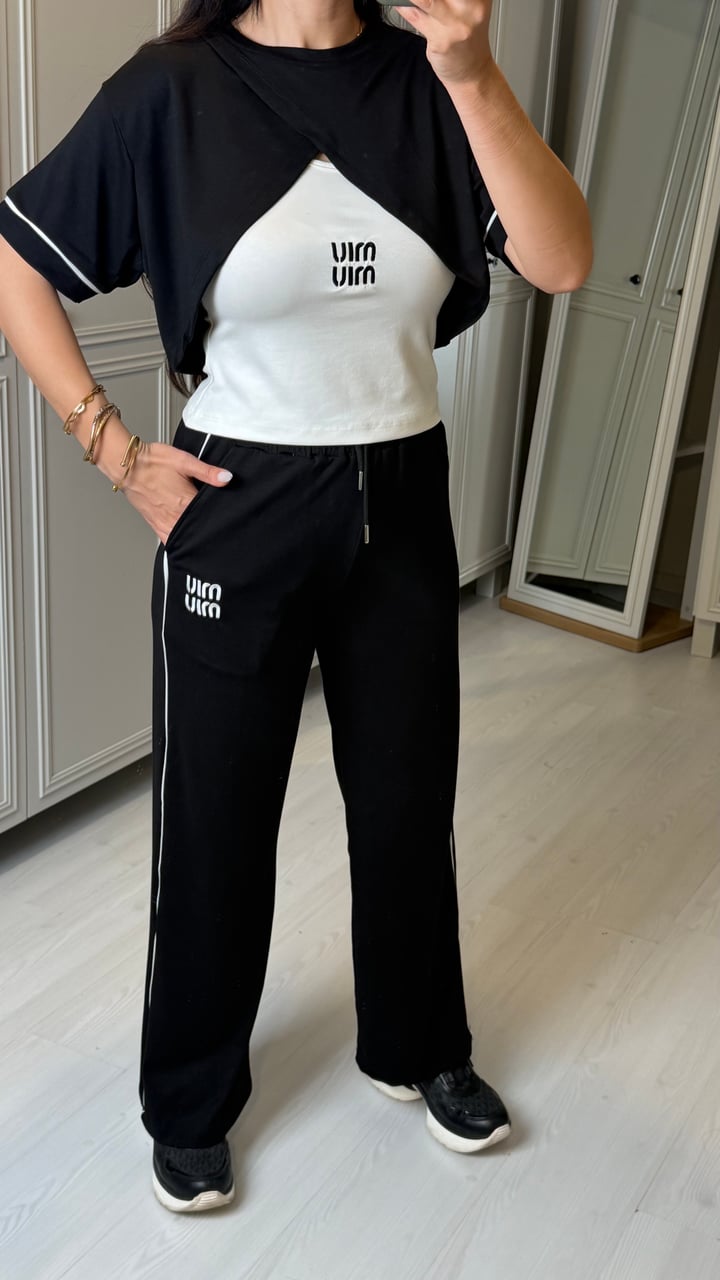 Lana Premium Siyah Atletli Üçlü Takım