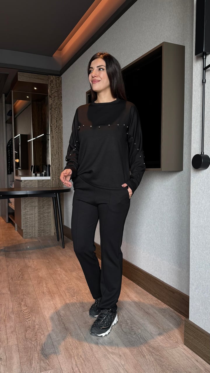 Lenka Siyah Zımbalı Modal İkili Takım