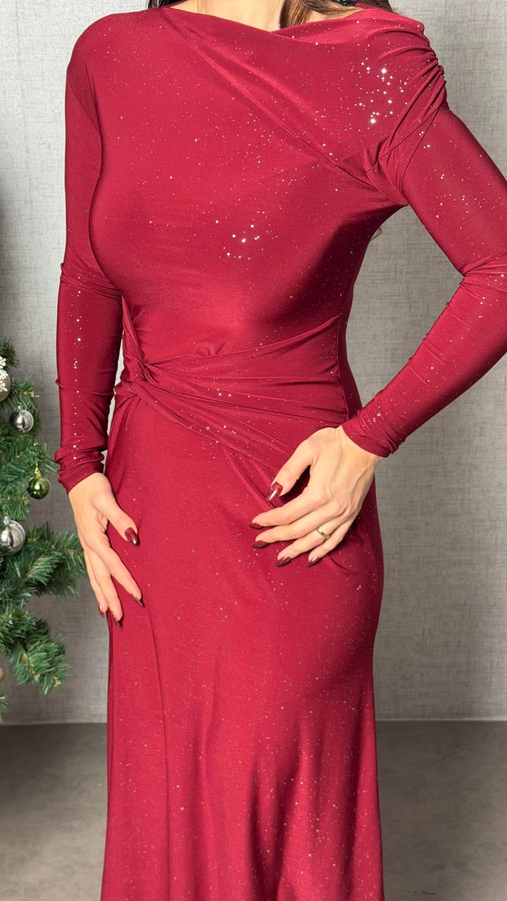 Lica Bordo Simli Sandy Elbise