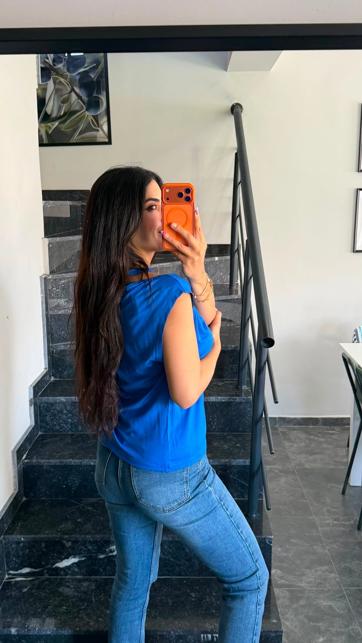 Lodi Mavi Tek Omuz Basic Bluz