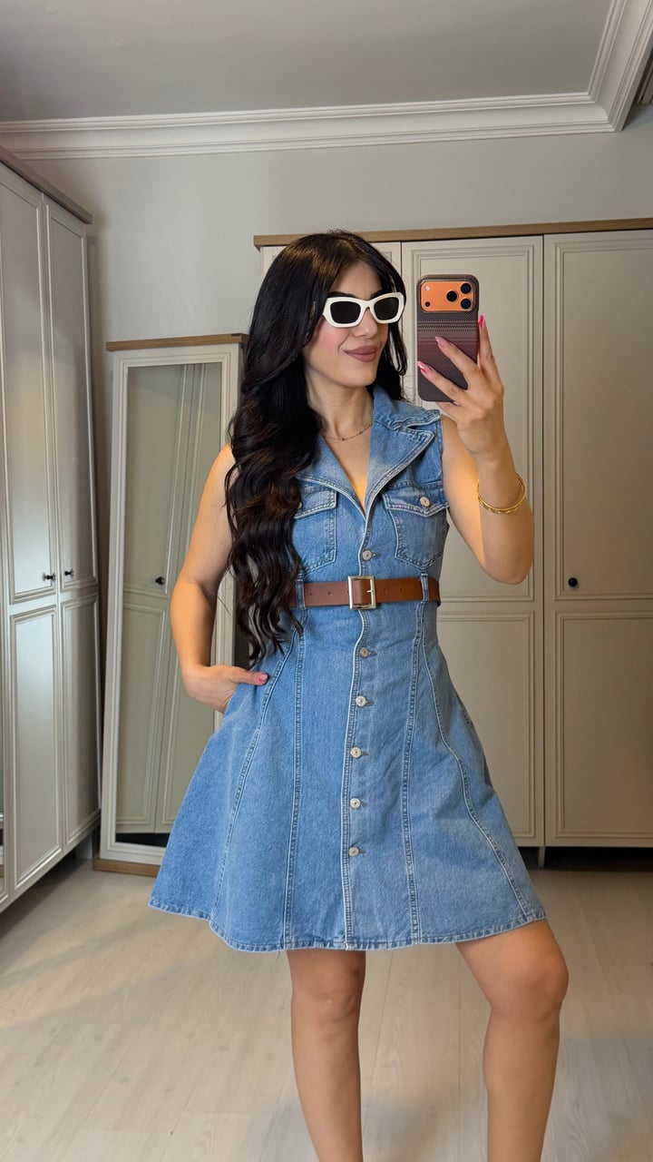 Lola Zr Açık Mavi Servis Premium Jean Elbise
