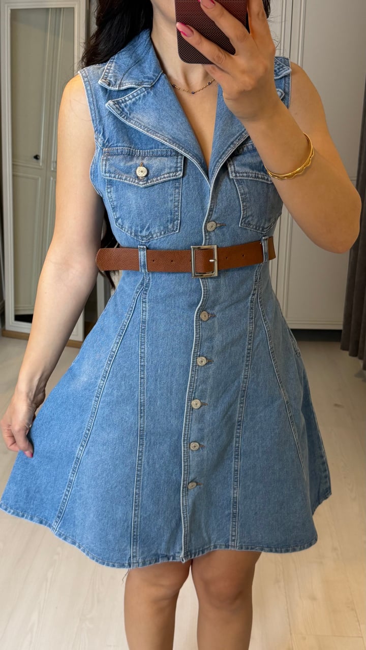 Lola Zr Açık Mavi Servis Premium Jean Elbise