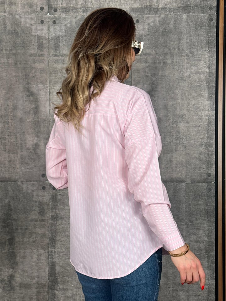 Lopes Pembe Oversize Cepli Gömlek