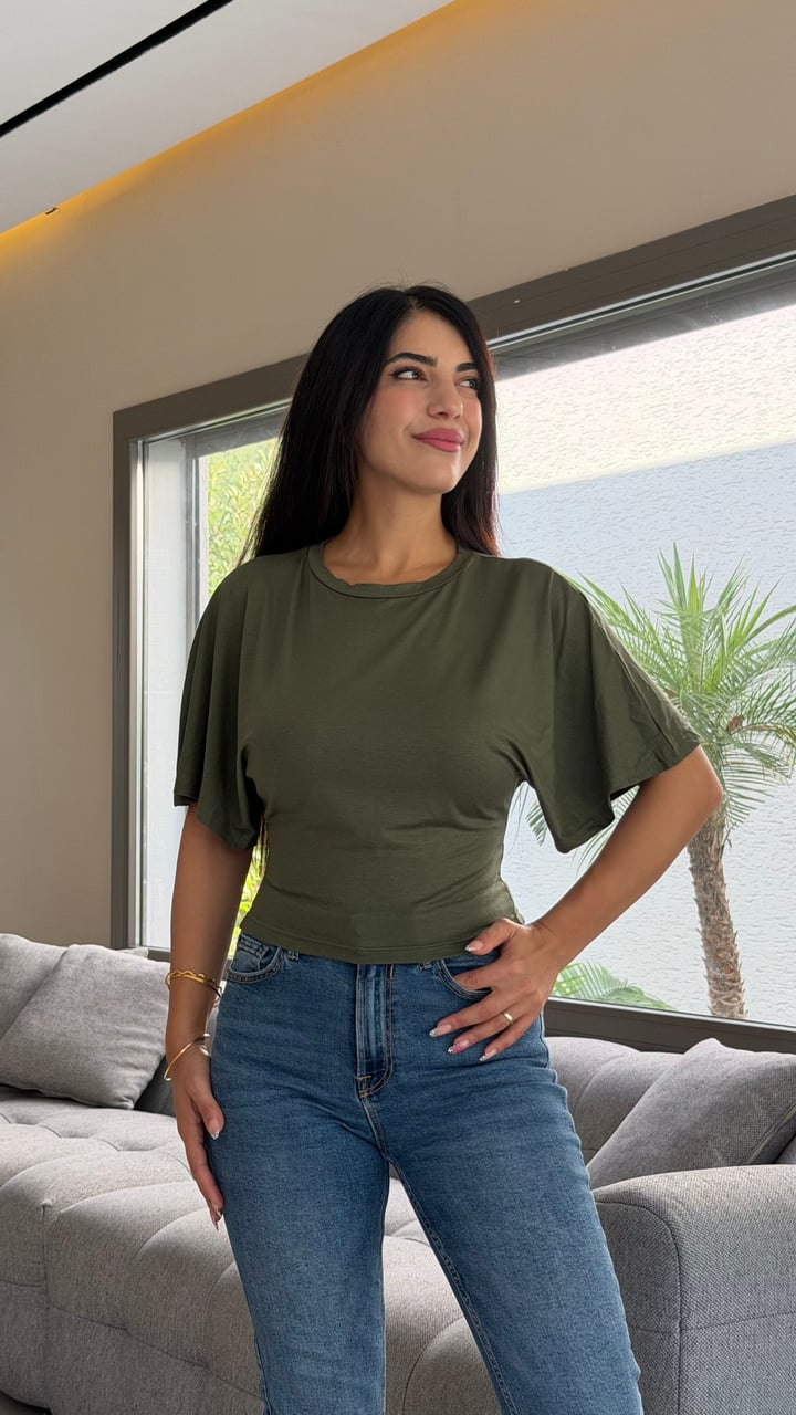 Losi Haki Yeşil Yarasa Kol Bluz