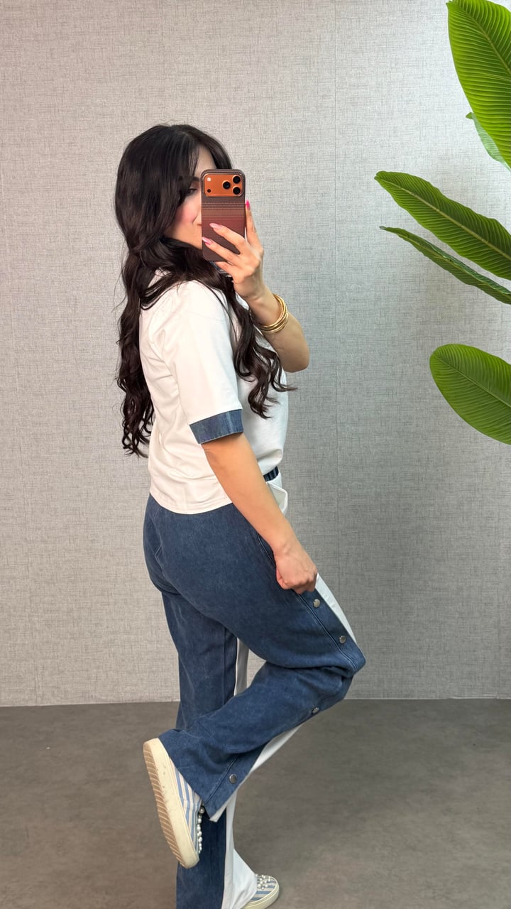 Lovu Beyaz Jean İkili Takım