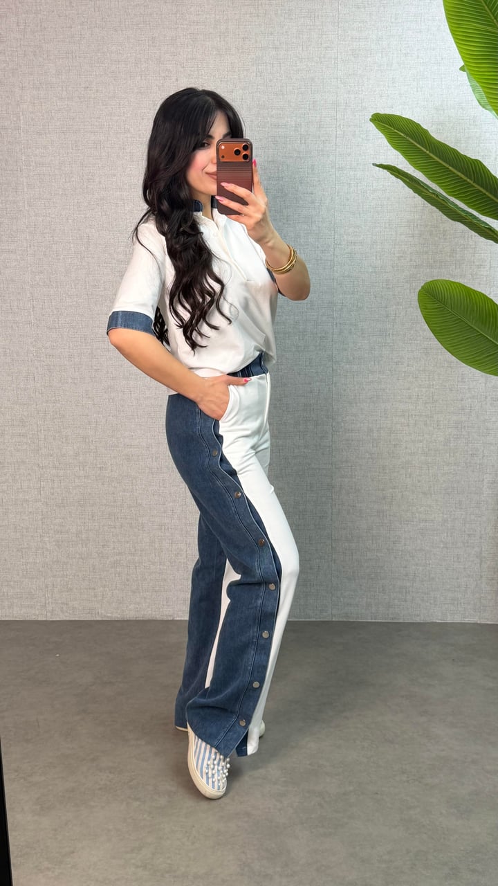 Lovu Beyaz Jean İkili Takım