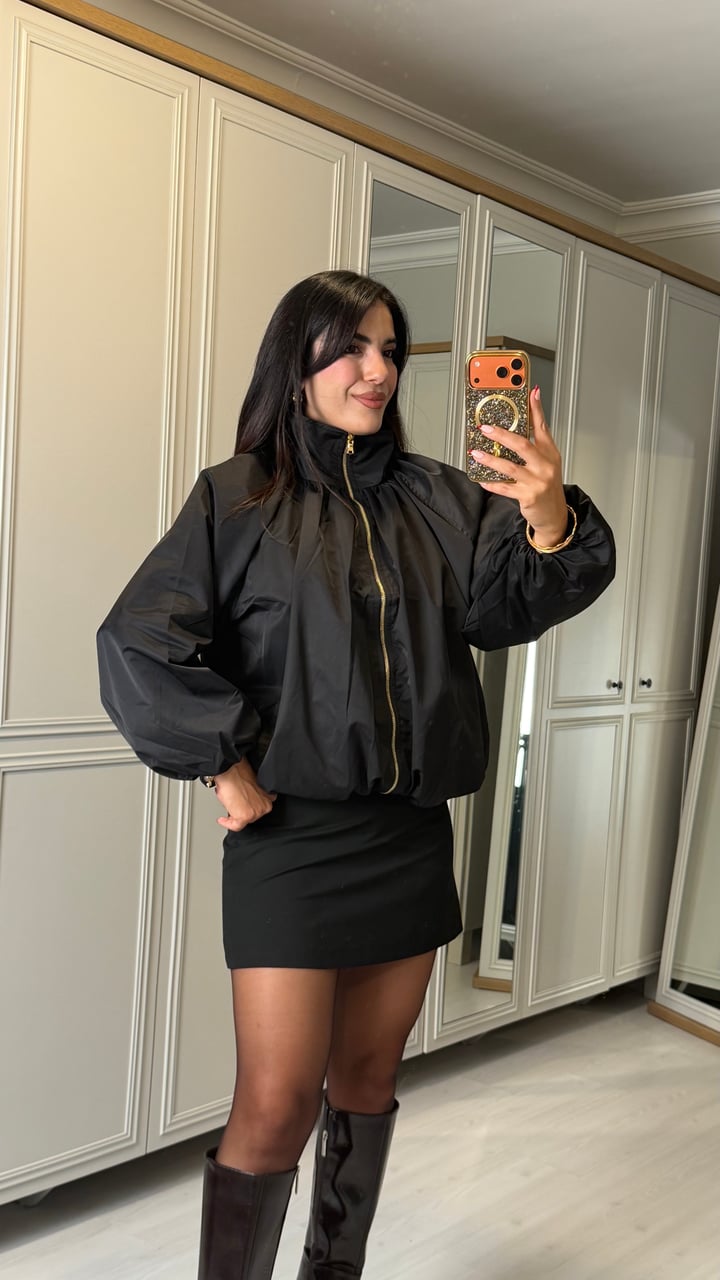 Lude Siyah Bomber Ceket