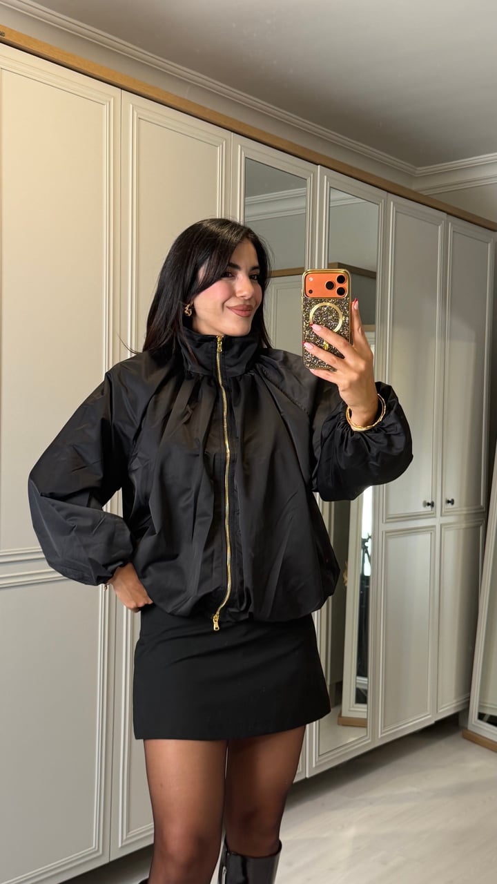 Lude Siyah Bomber Ceket