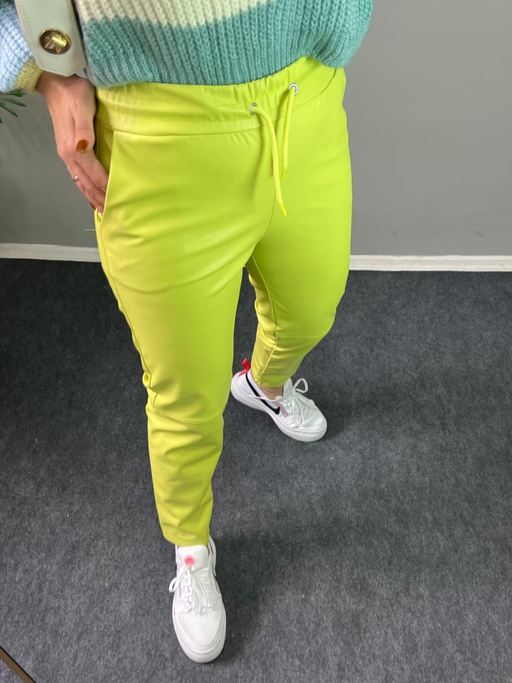 Lund Yağ Yeşili Jogger Deri Pantolon