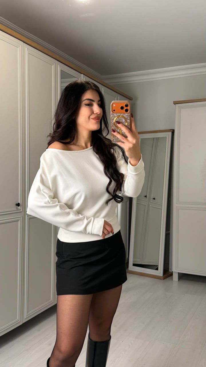 Madison Beyaz Kayık Yaka Bluz