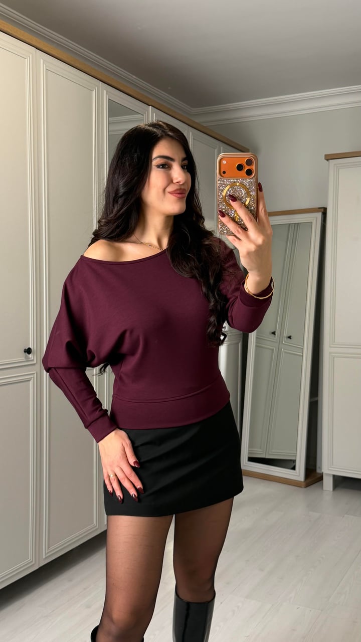 Madison Bordo Kayık Yaka Bluz