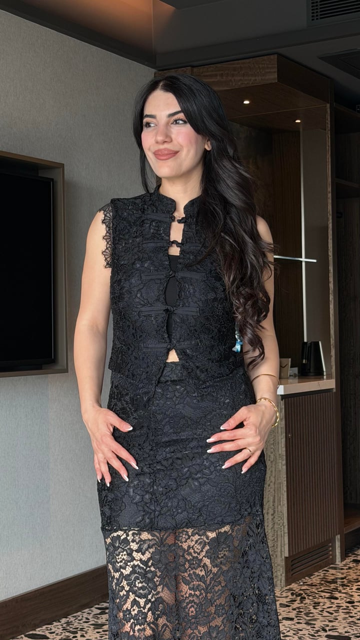 Madonna Siyah Dantelli İkili Takım