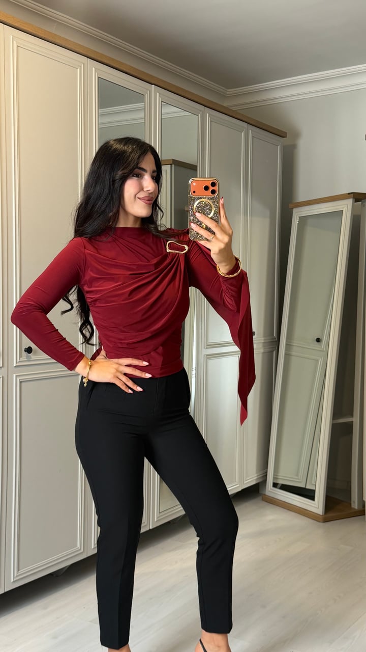 Maes Bordo Gold Tokalı Sandy Bluz
