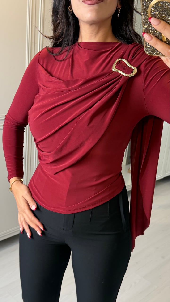 Maes Bordo Gold Tokalı Sandy Bluz