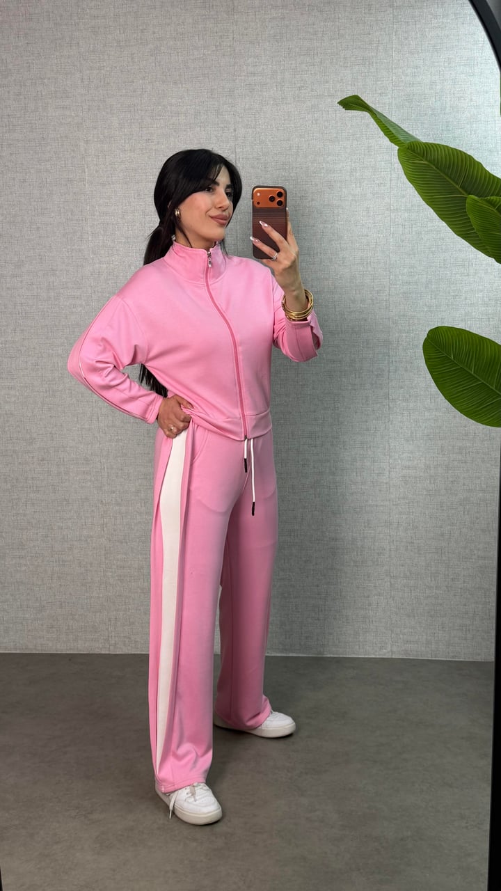 Miami Pembe Kenar Detay İkili Takım