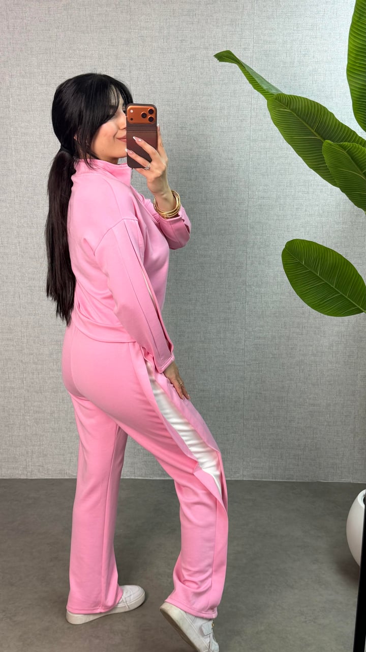 Miami Pembe Kenar Detay İkili Takım